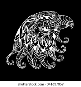 Zentangle stylized head of eagle. Hand Drawn doodle vector illustration