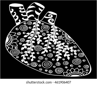 Zentangle stylized Human heart