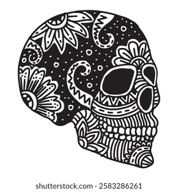 Zentangle stylized human skull. Hand Drawn vector illustration.