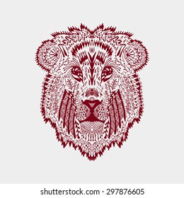 Zentangle stylized lion head. Animal collection. Lion bear. Hand Drawn doodle isolated on white background. Graphic print for your design. Sketch for tattoo or t-shirt. Vector illustration eps 8.