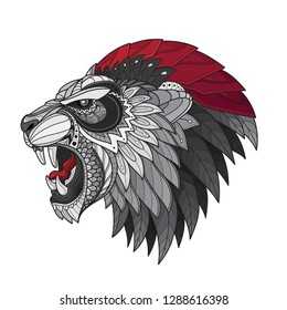 Zentangle Stylized Lion Head-vector Illustrations