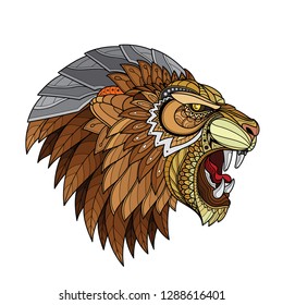 Zentangle Stylized lion head-vector illustrations