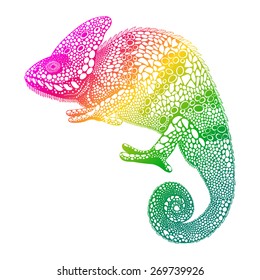 Zentangle Stylized Multi Coloured Chameleon Hand Stock Vector (Royalty ...