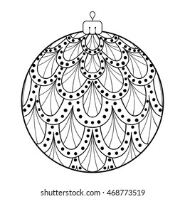 Zentangle stylized New Year 2017, Christmas ball. Freehand artistic ethnic vector illustration for adult coloring pages, art therapy, bohemian tattoo, t-shirt patterned print, posters, logo, banners.