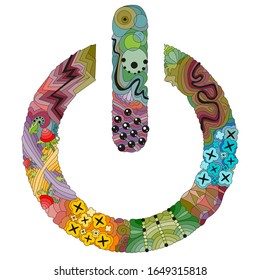 Zentangle stylized On Off switch - vector icon. Hand Drawn lace vector illustration