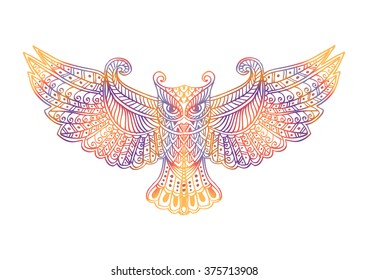Zentangle stylized Owl. Hand drawing illustration.