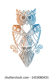 Zentangle stylized Owl. Vector illustration for print and tattoo.