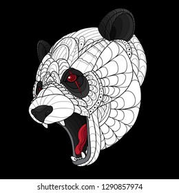 zentangle stylized panda head- Vector