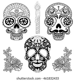 Mexican Sugar Skull White Skull Floral Stock Vector (royalty Free 