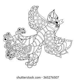 Zentangle stylized peacock Hand Drawn vector illustration. Sketch for tattoo or makhenda. Bird collection.
