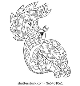 Zentangle stylized peacock Hand Drawn vector illustration. Sketch for tattoo or makhenda. Bird collection.