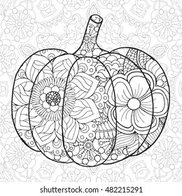 Zentangle Stylized Pumpkin Black White Hand Stock Vector (Royalty Free ...