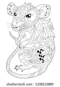 Zentangle stylized rat. Hand Drawn lace vector illustration