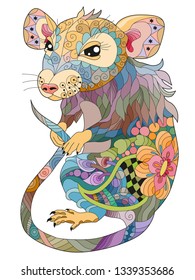 Zentangle stylized rat. Hand Drawn lace vector illustration