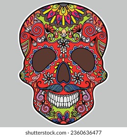 Zentangle stylized scull on mandala. Hand drawn decorative vector illustration
