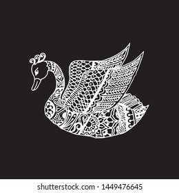 Zentangle stylized swan. Vector illustration for print and tattoo.