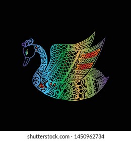 Zentangle stylized swan. Vector illustration for print and tattoo.