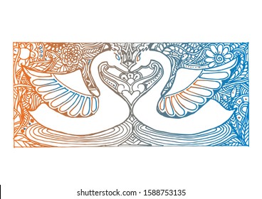 Zentangle stylized swan. Vector illustration for print and tattoo. 