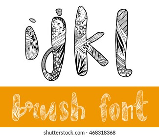 Zentangle stylized vector alphabet. Hand drawn letters. Letters of the alphabet written with a brush.Hand drawing doodle,vector boho illustration.Doodle zenart illustration on white background.