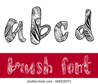 Zentangle stylized vector alphabet. Hand drawn letters. Letters of the alphabet written with a brush.Hand drawing doodle,vector boho illustration.Doodle zenart illustration on white background.
