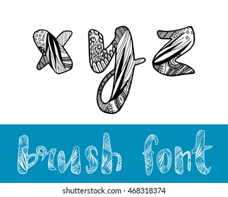 Zentangle stylized vector alphabet. Hand drawn letters. Letters of the alphabet written with a brush.Hand drawing doodle,vector boho illustration.Doodle zenart illustration on white background.