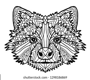 Zentangle stylized vector of badger head. Zen art drawing. Illustration isolated on white. Doodle ornate print fits as tattoo or logo template, Collection of animals.