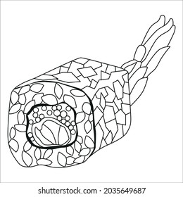 Zentangle Sushi. Hand drawn decorative vector illustration for coloring