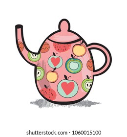 Zentangle Teapot vector, Tea zen tangle and doodle. Drink coloring book. Beverages tattoo.