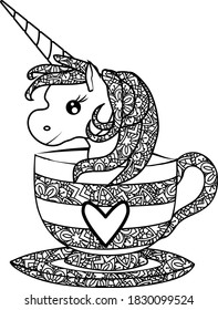 Zentangle Unicorn In A Cup is suitable for t-shirt, laser cutting, sublimation, hobby, cards, invitations, website or crafts projects. Perfect for magazine, news papers, posters etc.