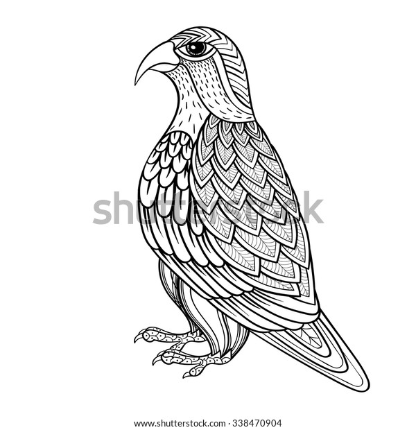 Zentangle Vector Falcon Bird Hawk Prey Stock Vector Royalty