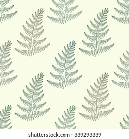 Zentangle vector green Fern seamless pattern. New zealand symbol. Ornamental tribal Grass illustration for fabric, decoration. Hand drawn plant sketch.