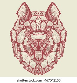 Zentangle vector Husky. Ornamental tribal patterned illustration for tattoo, poster, print. Hand drawn sketch isolated on white background. Animal collection.