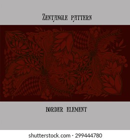 Zentangle vector pattern border element on dark background