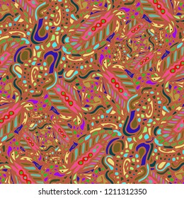 Zentangle weave abstract background multicolor chaos seamless.