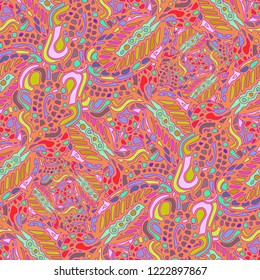 Zentangle weave abstract background multicolor chaos seamless.