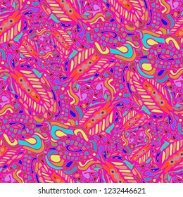 Zentangle weave abstract background multicolor chaos seamless.