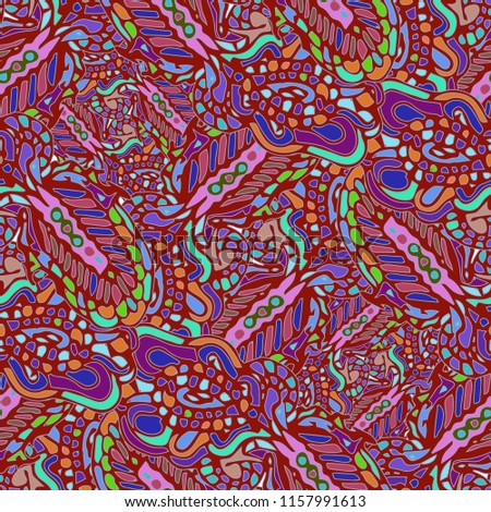 Zentangle weave abstract background multicolor chaos seamless.