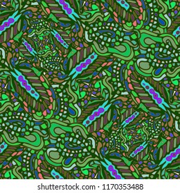 Zentangle weave abstract background multicolored chaos seamless.