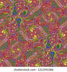 Zentangle weave abstract background multicolored chaos seamless.