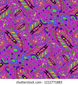 Zentangle weave abstract background multicolored chaos seamless.