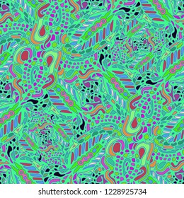 Zentangle weave abstract background multicolored chaos seamless.