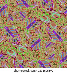 Zentangle weave abstract background multicolored chaos seamless.