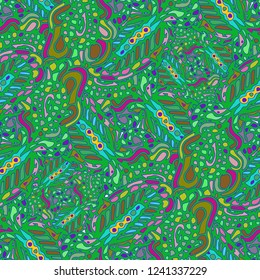 Zentangle weave abstract background multicolored chaos seamless.