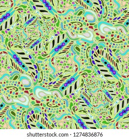 Zentangle weave abstract background multicolored chaos seamless.