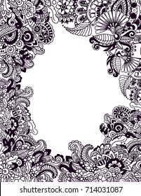 Zentangle wedding invitation card frame border.