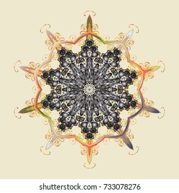 Zentangle winter snowflake for Christmas, New Year. Freehand artistic ethnic illustration for adult coloring pages, art therapy, bohemian tattoo, t-shirt patterned print, posters, logo Vector design.