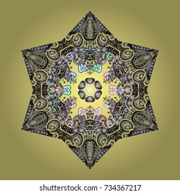 Zentangle winter snowflake for Christmas, New Year. Freehand artistic ethnic illustration for adult coloring pages, art therapy, bohemian tattoo, t-shirt patterned print, posters, logo Vector design.