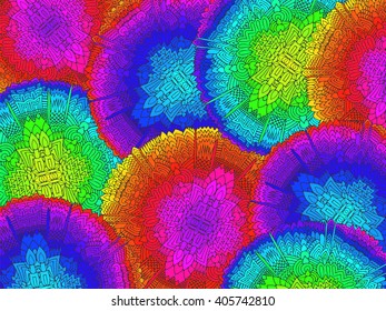 Zentnagle abstract background. Abstract doodle texture. Mandala style ornament. Colorful ornament with zentangle elements. Abstract zenart background. Rainbow summer color. Doodles mandala vector.