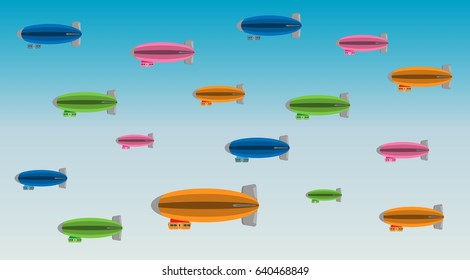 Zeppelin or Airship on  sky background vector Illustration