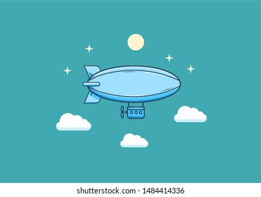Zeppelin airship vector illustration in flat style